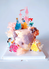 Disney princess-themed buttercream birthday cake