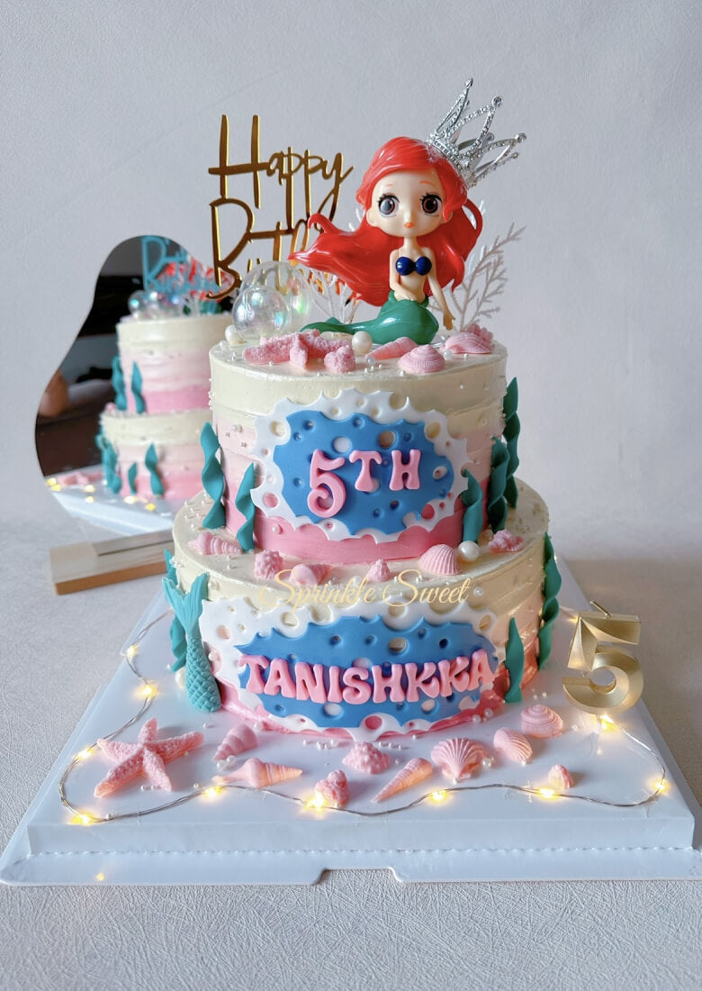 The Little Mermaid-themed buttercream cake dedicated to Tanishkka’s 5th birthday
