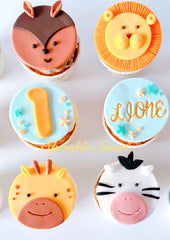 Safari-themed cupcakes for 1st birthday